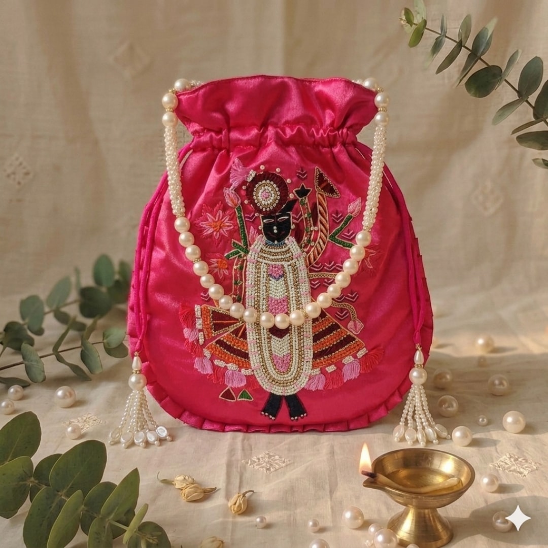 Buy Rani Colour Shreenathji Potli Bag | Godhuli