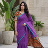 Buy Magenta Purple Saree with Ikat Pallu | Godhuli