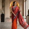 Buy Orange Half and Half saree with Printed Pallu | Godhuli