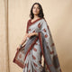 Buy Ash Grey Saree with Handblock Print | Godhuli