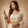 Ivory Embroidered Faux Mirror work Saree | Godhuli