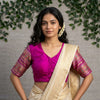 Magenta Patola Sleeves Readymade Blouse | Godhuli