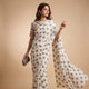 Buy Big Polka Dot Off-White Saree-Stripes Blouse Combo | Godhuli