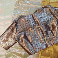 Wine Golden Banarasi Brocade Readymade Blouse | Godhuli