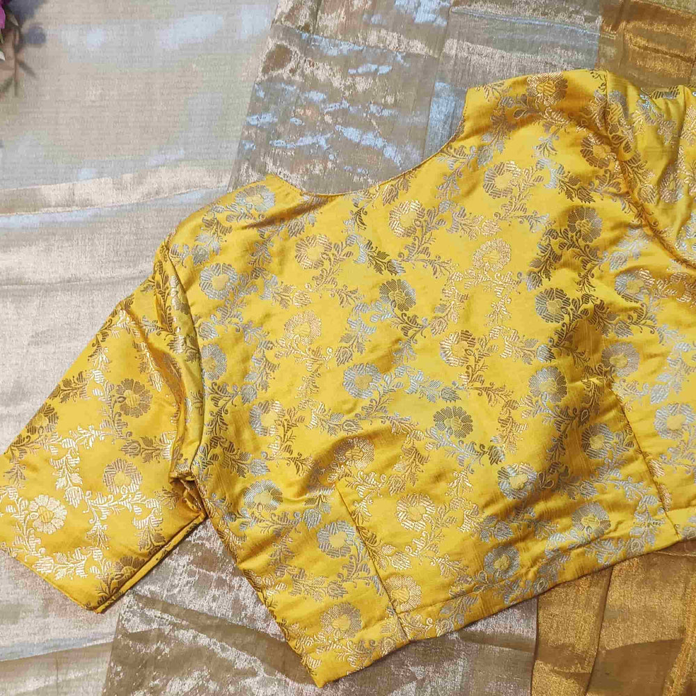 Yellow Banarasi Brocade Readymade Blouse | Godhuli