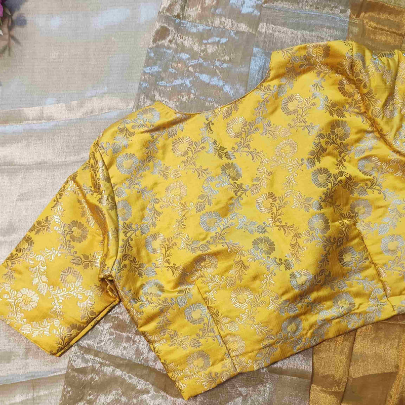 Yellow Banarasi Brocade Readymade Blouse | Godhuli