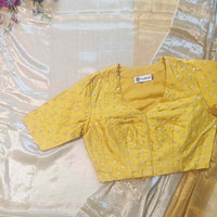 Yellow Zari Work Silk Readymade Blouse | Godhuli