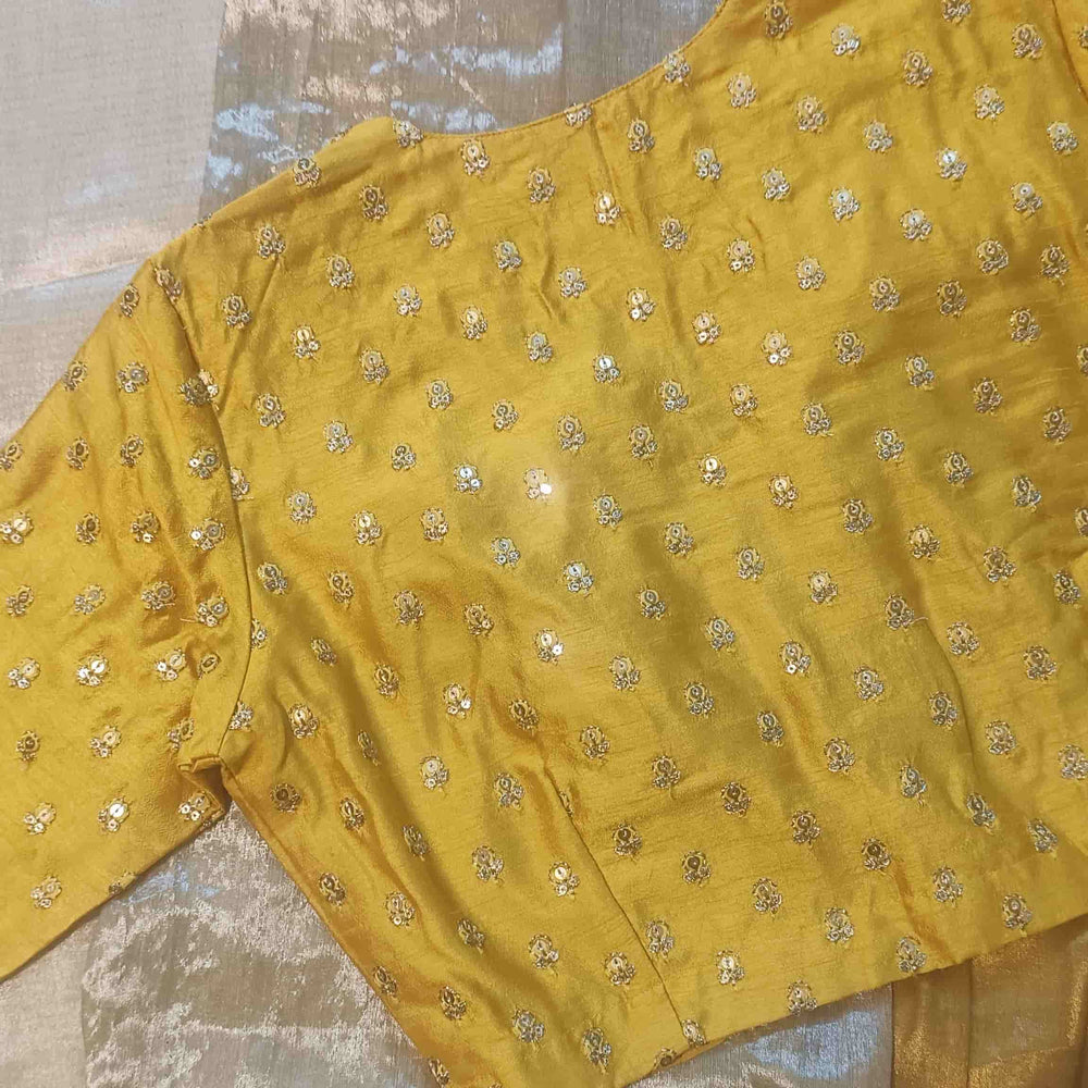 Yellow Zari Work Silk Readymade Blouse | Godhuli