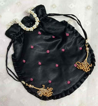 Buy Black Colour Shreenathji Potli Bag | Godhuli