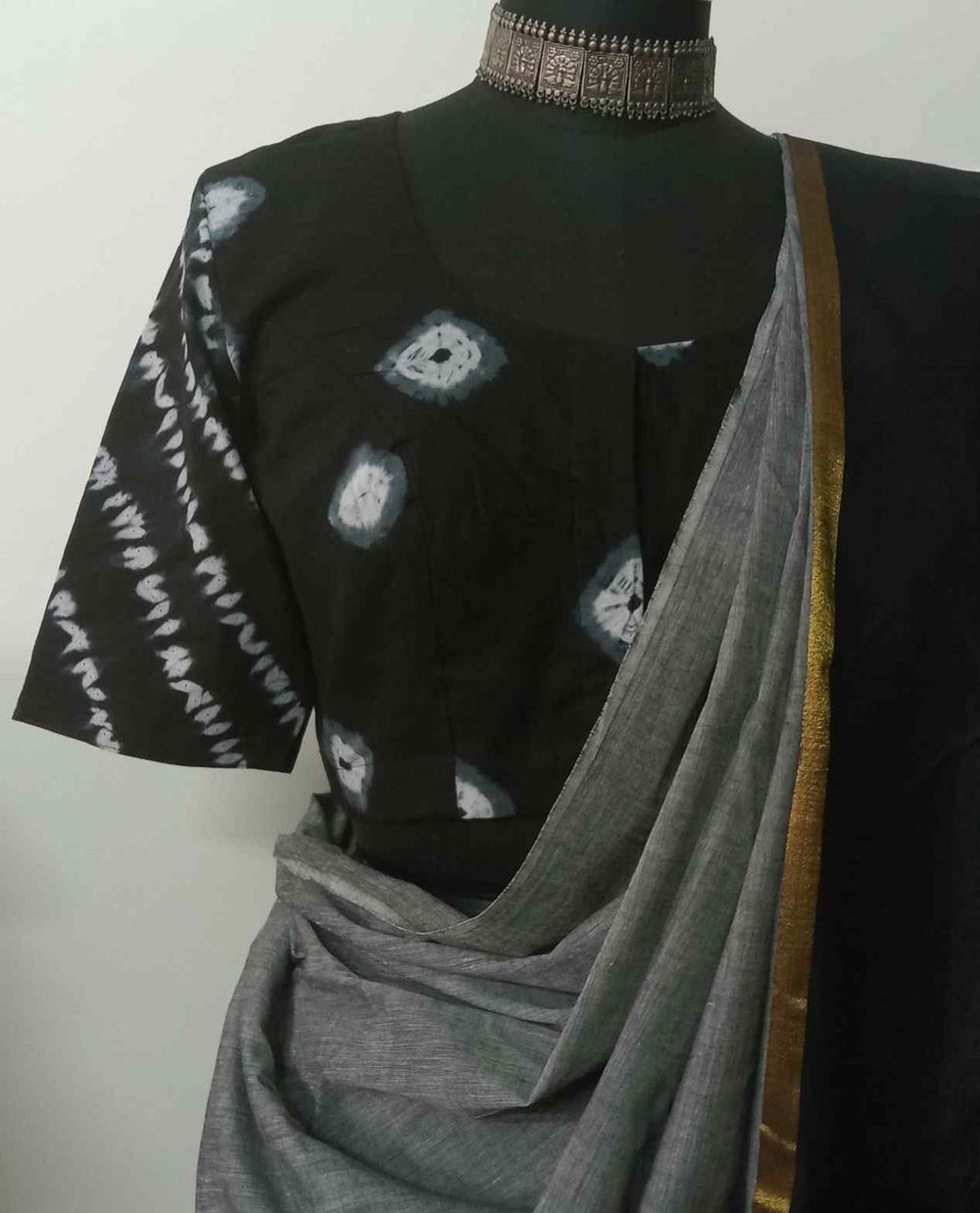 Black Shibori Readymade Blouse | Godhuli