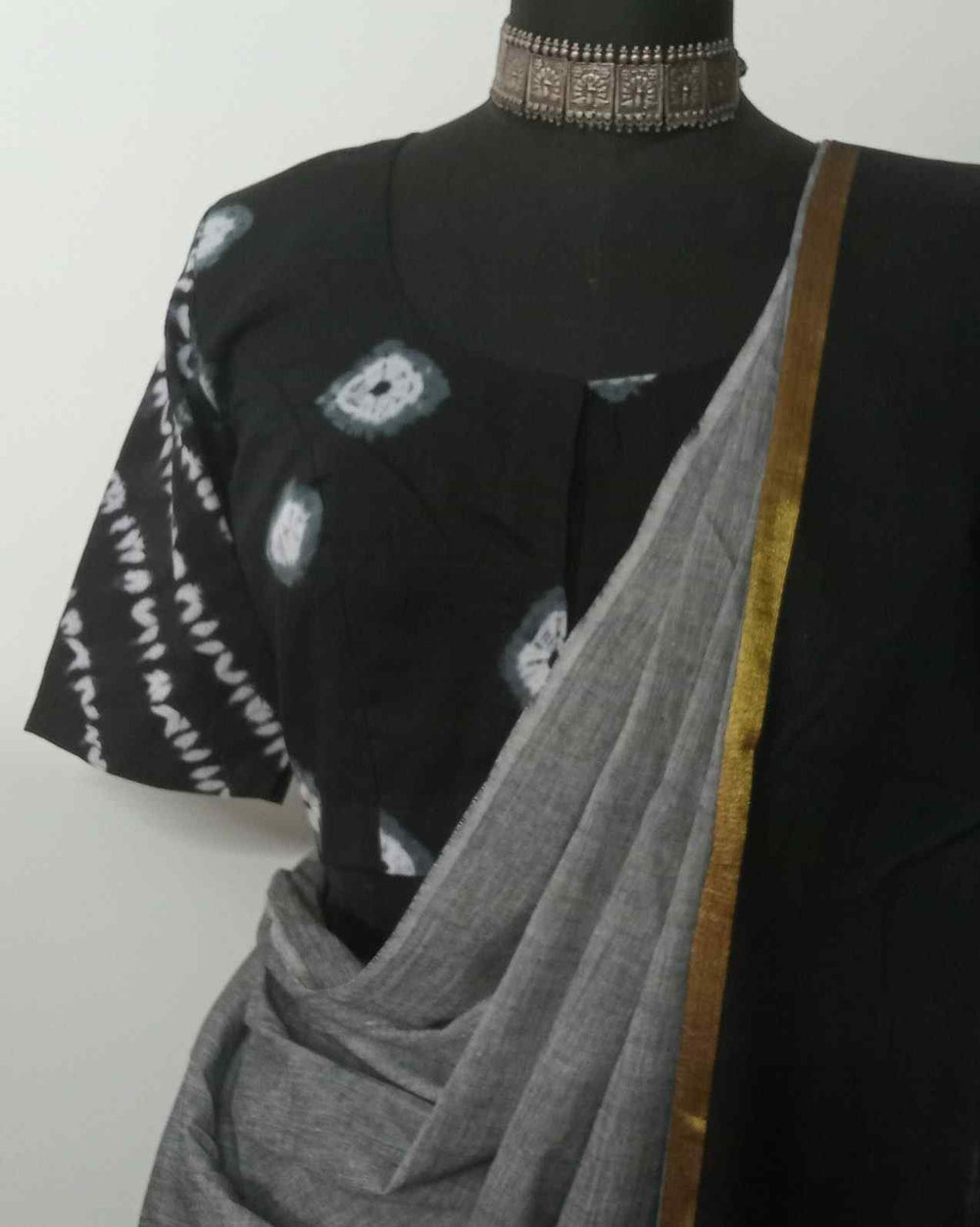 Black Shibori Readymade Blouse | Godhuli