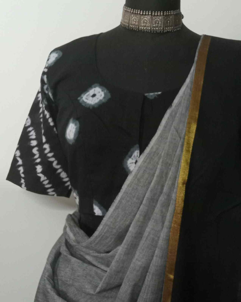 Black Shibori Readymade Blouse | Godhuli