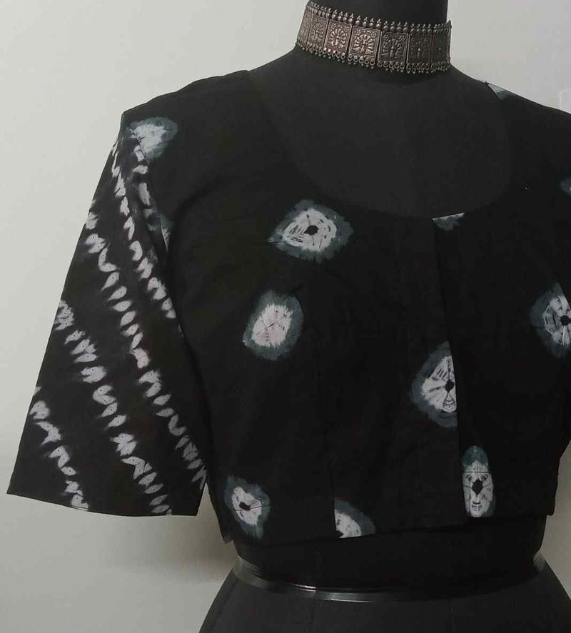 Black Shibori Readymade Blouse | Godhuli