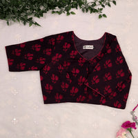 Brown Maroon Akola Print Readymade Blouse | Godhuli