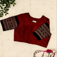 Maroon Abstract Brush Design Gamathi Readymade Blouse | Godhuli