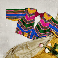 Multicolored Gaji Stripes Readymade Blouse With Empire line Pattern | Godhuli
