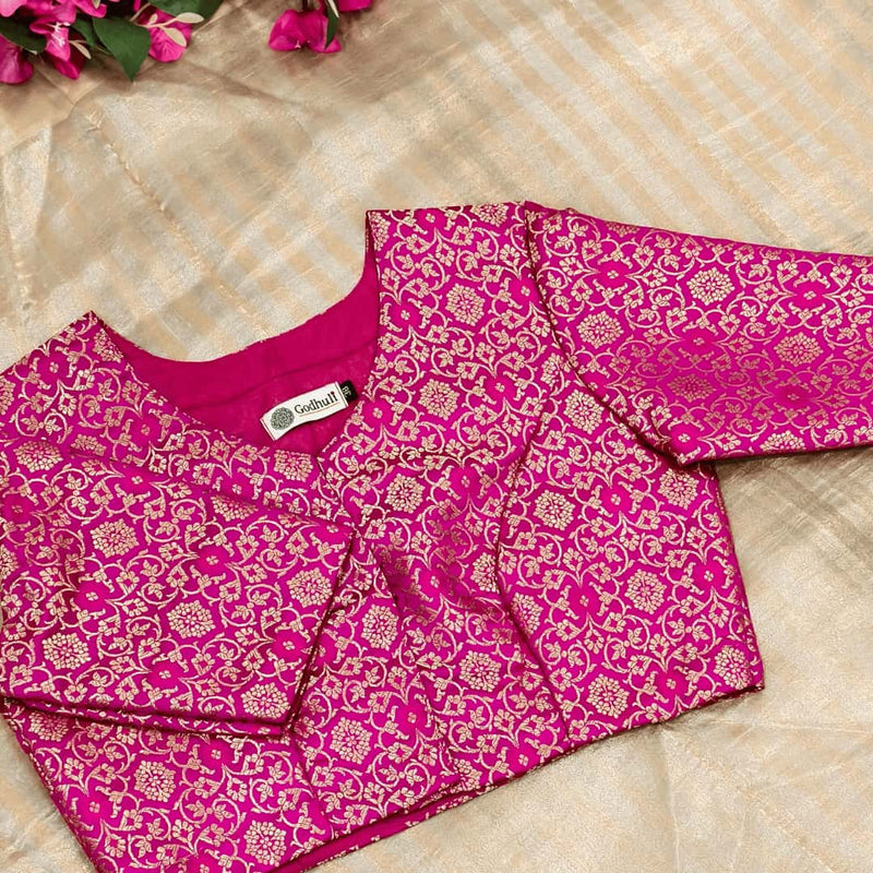 Rani Brocade With All Over Jaal Design Readymade Blouse | Godhuli