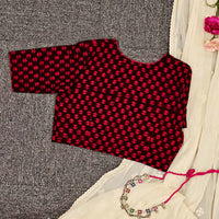 Brown Maroon Akola print Readymade Blouse With Small Motifs | Godhuli