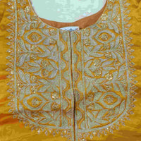 Mango Yellow Gaji Silk Aari Work Readymade Blouse | Godhuli