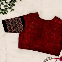 Maroon Abstract Brush Design Gamathi Readymade Blouse | Godhuli
