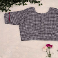 Monochrome Gingham Peter Pan Collar Readymade Blouse | Godhuli