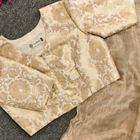 Off White Big Motif Brocade Readymade Blouses | Godhuli