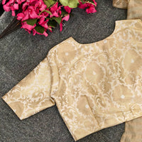 Off White Big Motif Brocade Readymade Blouses | Godhuli