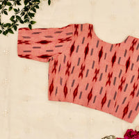 Peach Double ikat Readymade Blouse | Godhuli