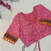 Pink Bandhani Readymade Blouse | Godhuli