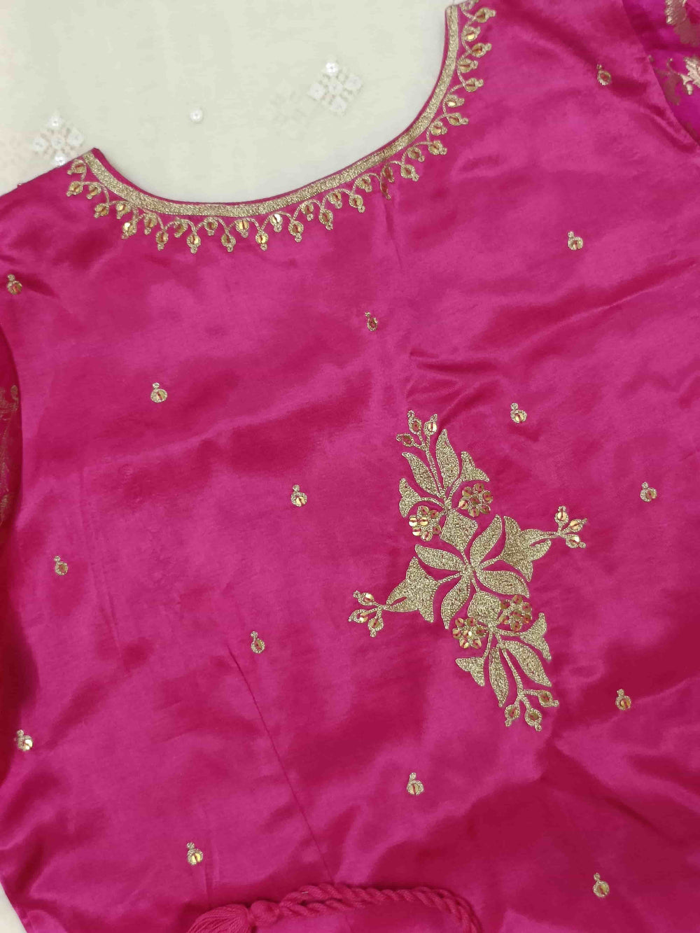 Rani Gaji Silk Aari Jaal Work Readymade Blouse | Godhuli