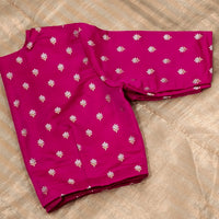 Rani Zari Floral Motif Satin Silk Brocade Readymade Blouse | Godhuli
