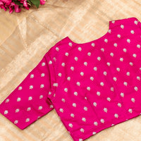 Rani Zari Floral Motif Satin Silk Brocade Readymade Blouse | Godhuli