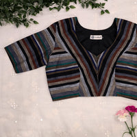 Navy Stripes Readymade Blouse | Godhuli