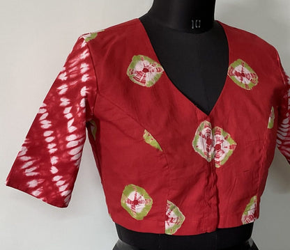 Red shibori blouse