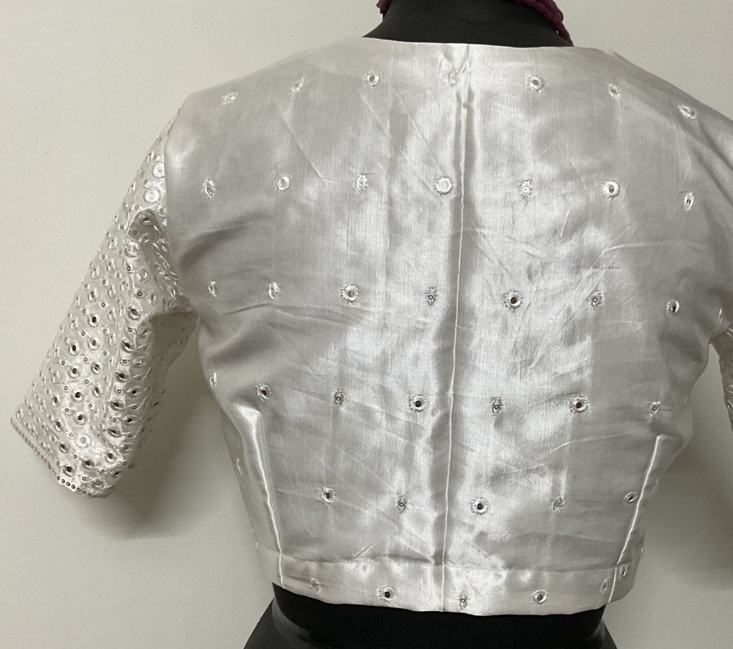 gaji silk faux mirror embroidered blouse