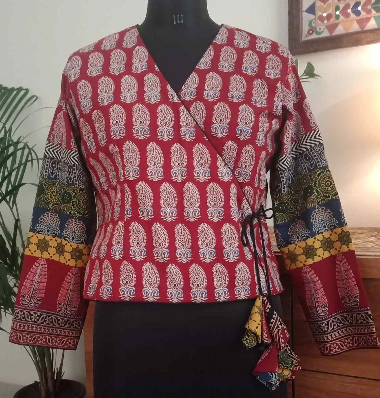 Ajrakh Angarkha Red Blouse