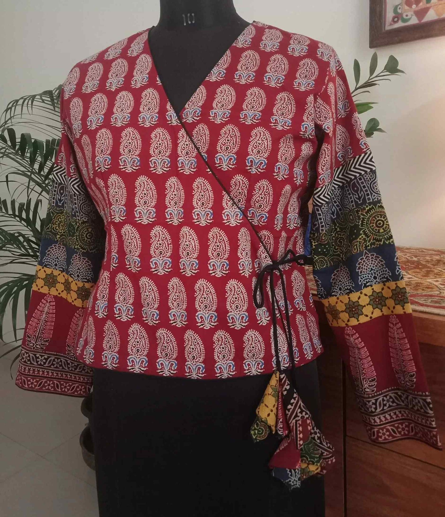 Ajrakh Angarkha Red Blouse