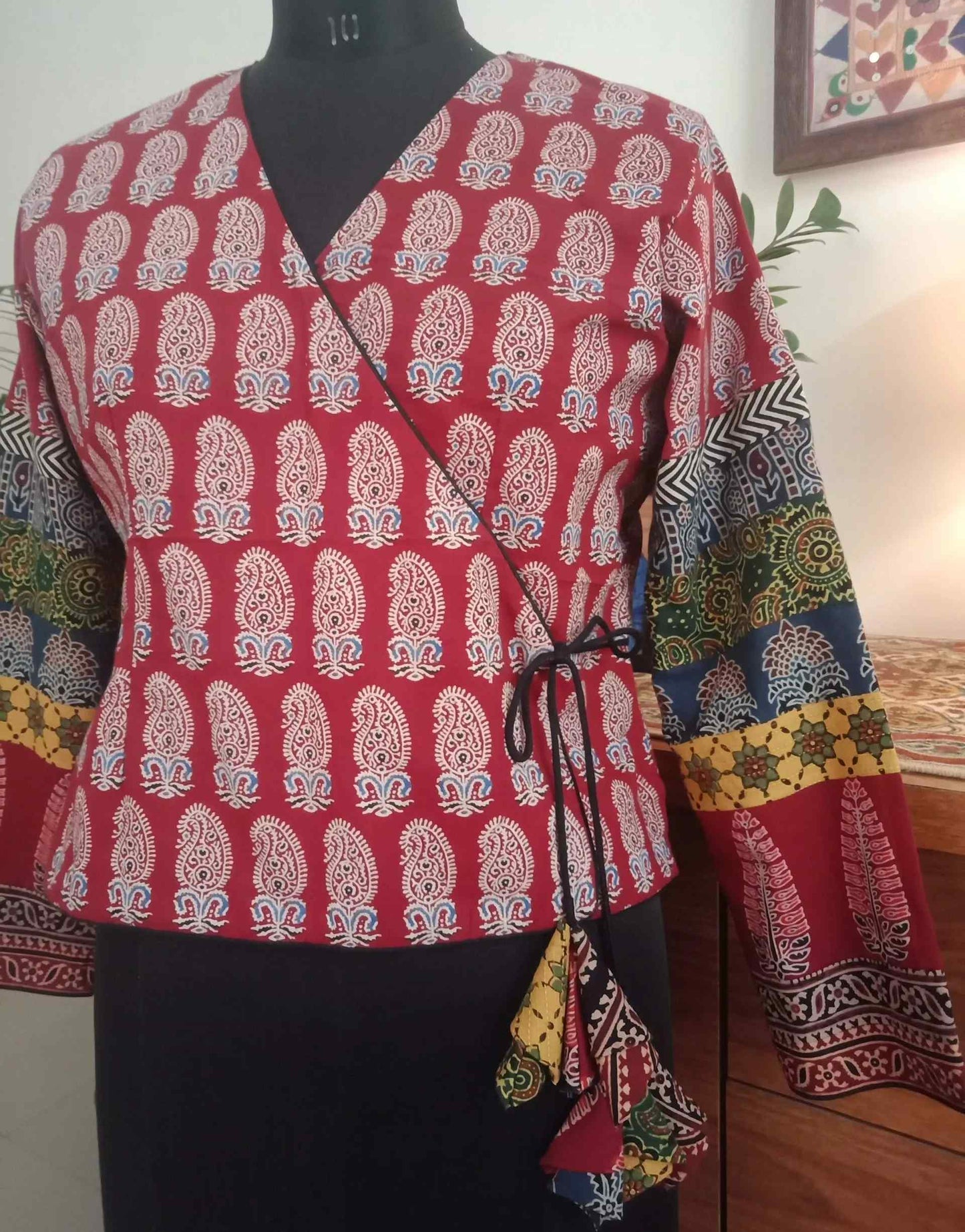 Ajrakh Angarkha Red Blouse