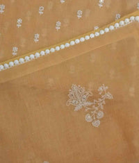Buy Apricot Yellow Embroidered Linen Saree | Godhuli