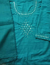 Buy Aqua Blue Mirror Work Suit Set | Godhuli