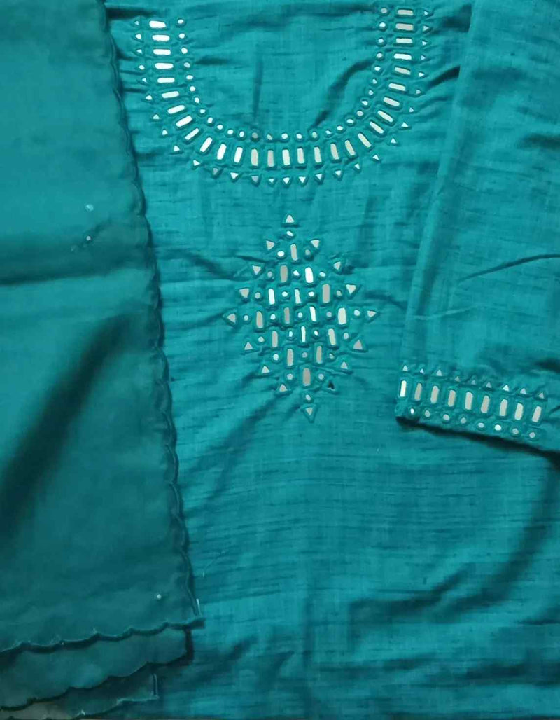 Buy Aqua Blue Mirror Work Suit Set | Godhuli