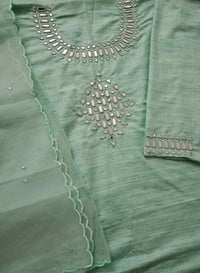 Buy Aqua Green Mirror Work Suit Set | Godhuli