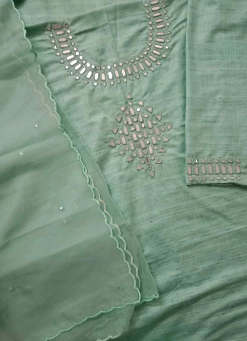 Buy Aqua Green Mirror Work Suit Set | Godhuli