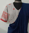 Ash Grey-Rust Orange Jacquard Readymade Blouse | Godhuli