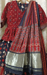 Buy Black Ajrakh Lehenga Choli Set | Godhuli