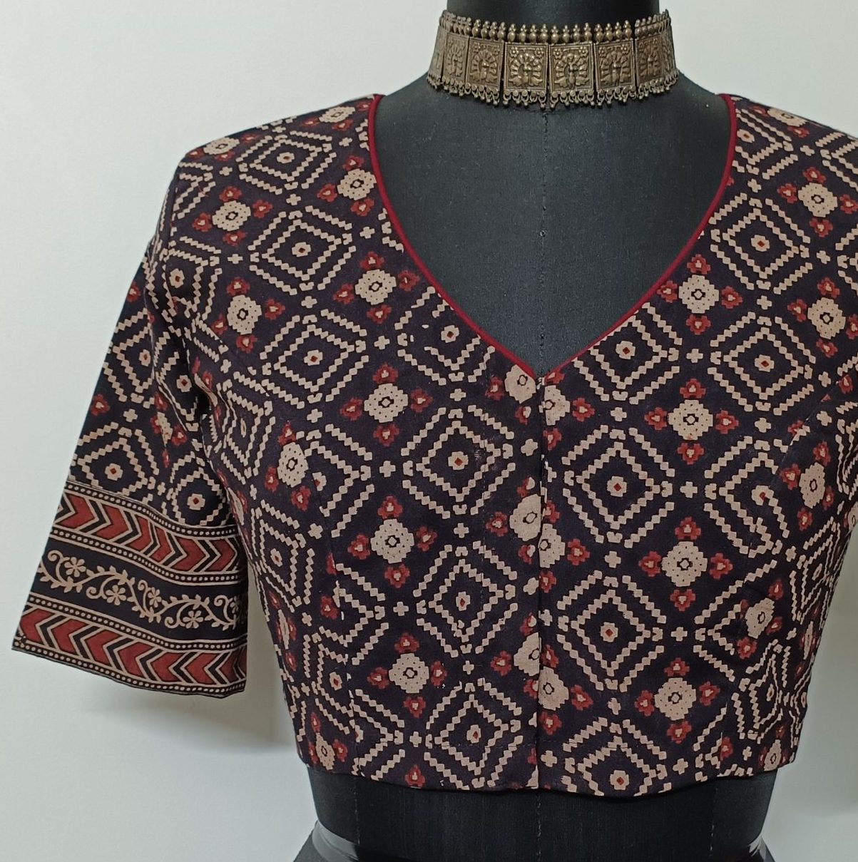 Black Geometric Print Gamathi Blouse