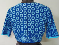 Blue Batik Circle Print Readymade Blouse | Godhuli