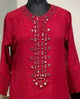 Buy Bright Red Mirror Work Suit Set | Godhuli