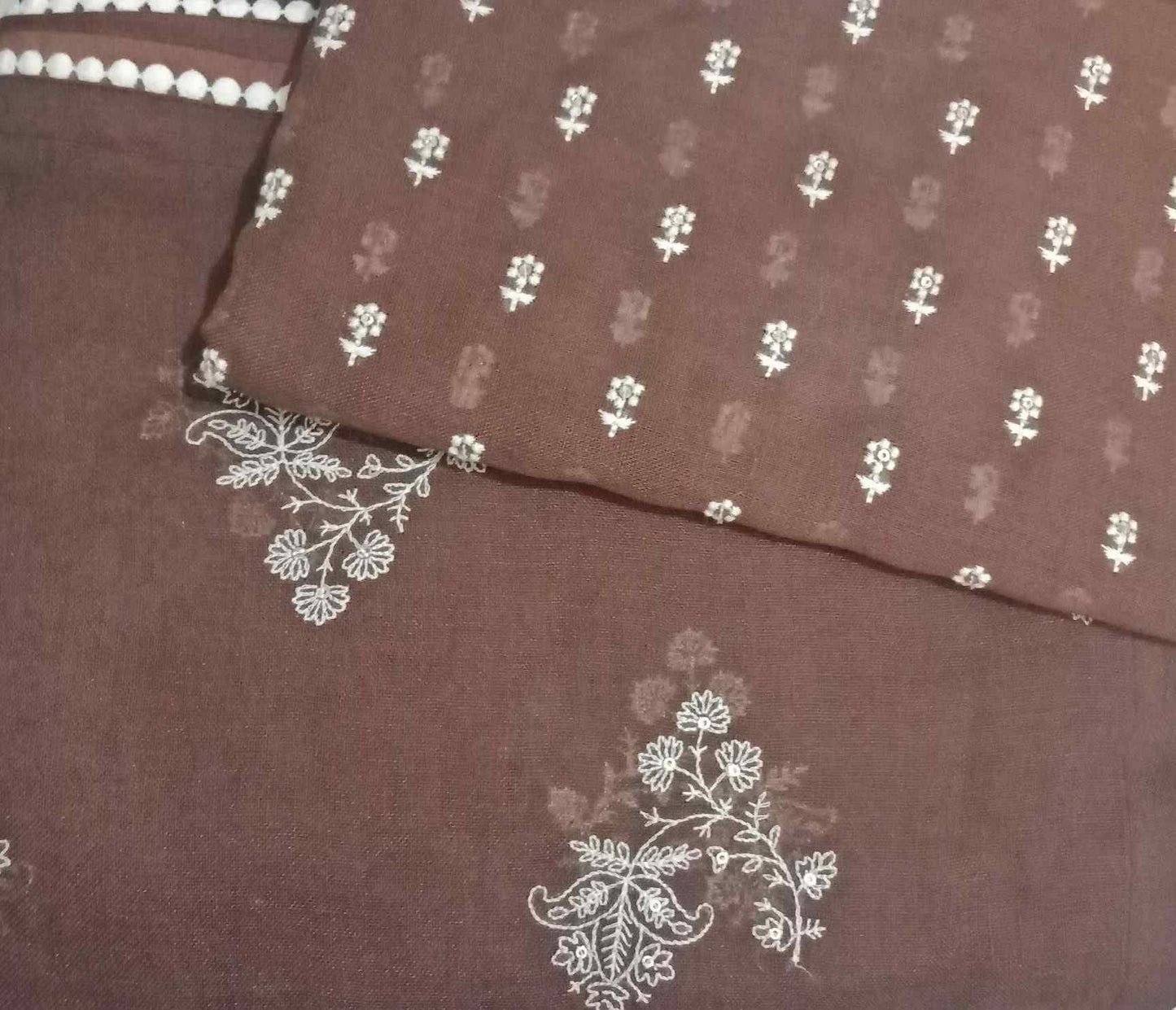 Caramel Brown Embroidered Linen Saree