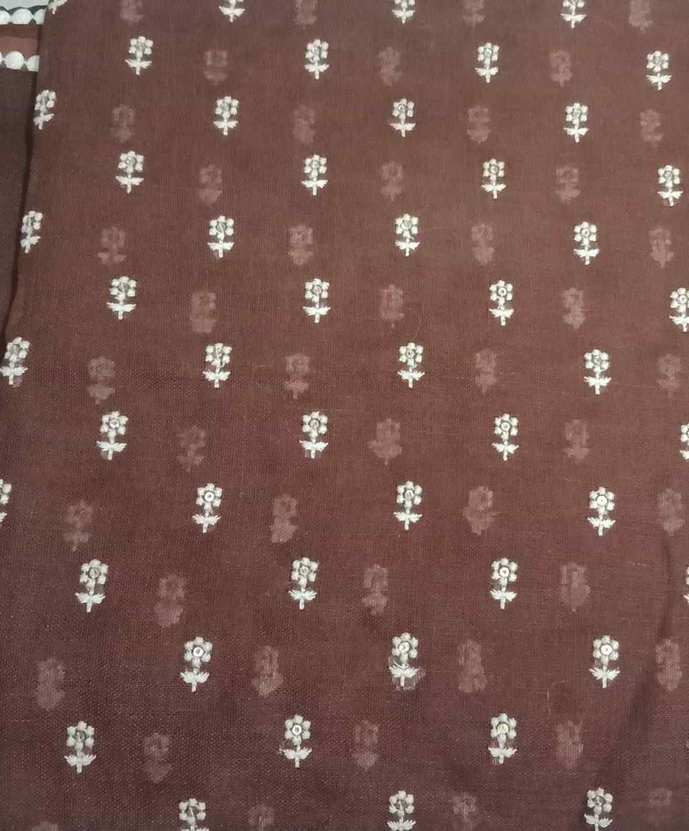 Buy Caramel Brown Embroidered Linen Saree | Godhuli